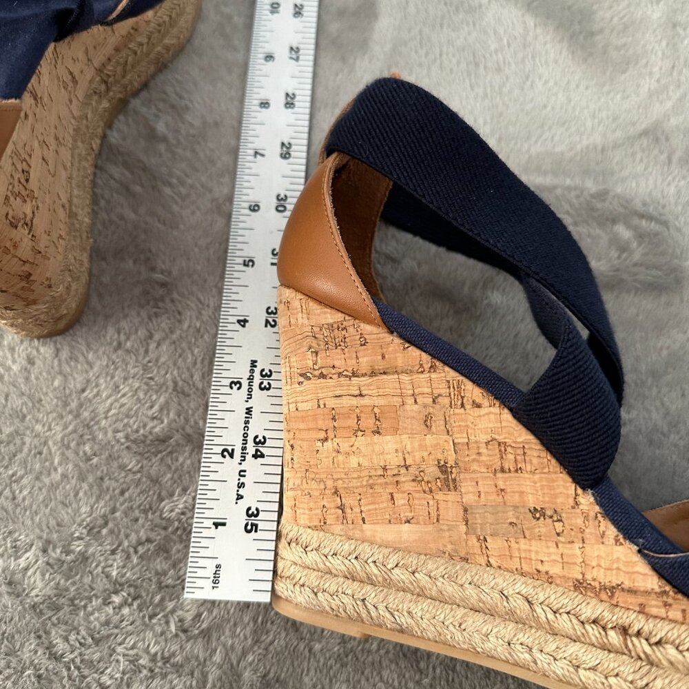 Tory Burch Natanya Wedge Espadrille Sandals Women's 11 Navy Shoes - Picture 8 of 8